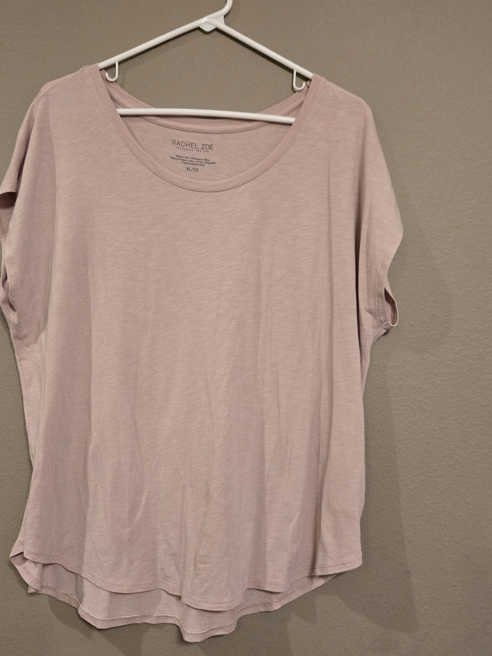 Rachel Zoe Taupe Scoop Neck Short Sleeve Tee Size XL